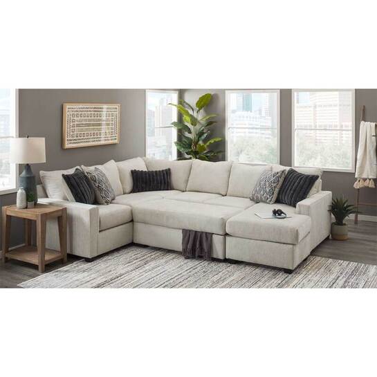 BEHOLD 3950 STONE COLOR SECTIONAL WITH OPTIONAL OTTOMAN