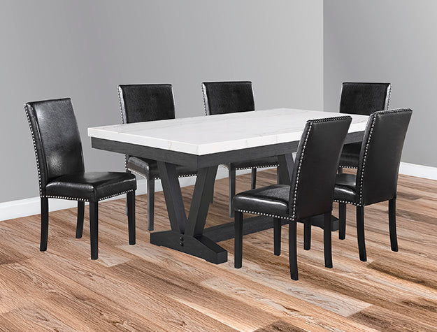 Varley / Vance Dining Group With Faux Marble Table Top with 5 or 6 Pieces