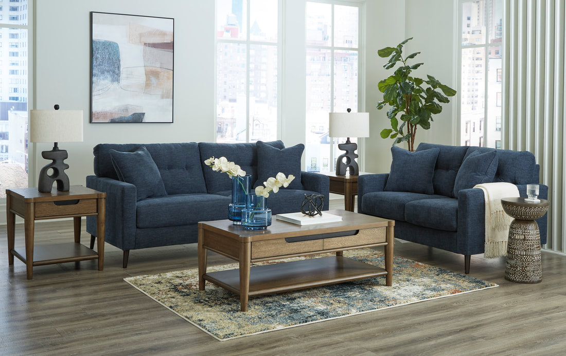ASHLEY 261-06 NAVY SOFA AND LOVESEAT SET