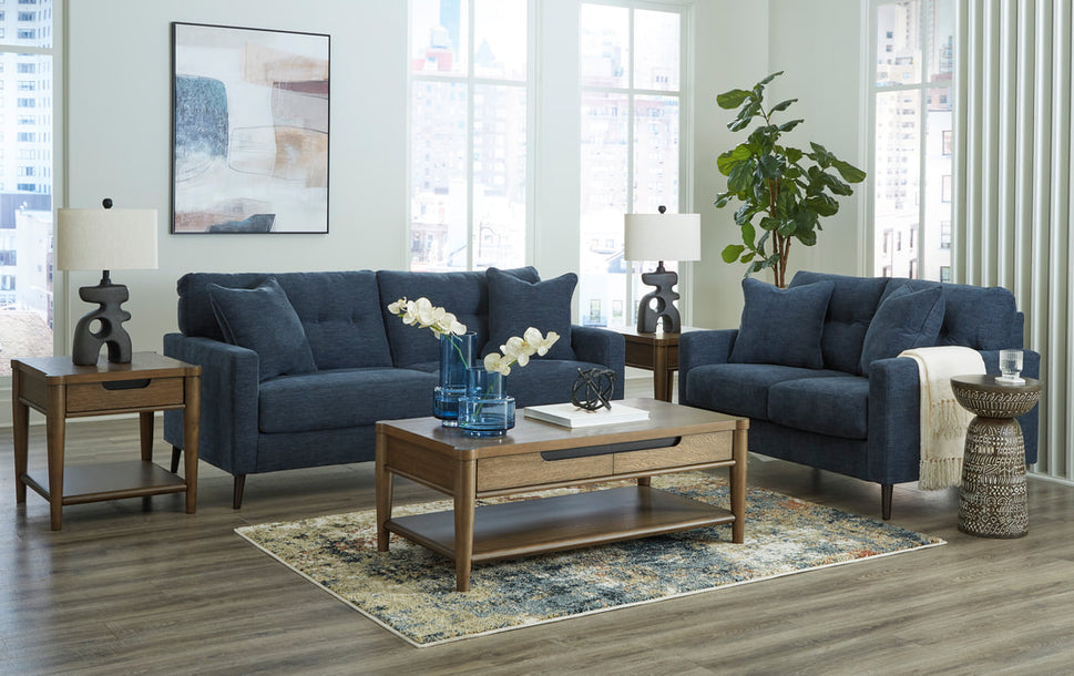 ASHLEY 261-06 NAVY SOFA AND LOVESEAT SET