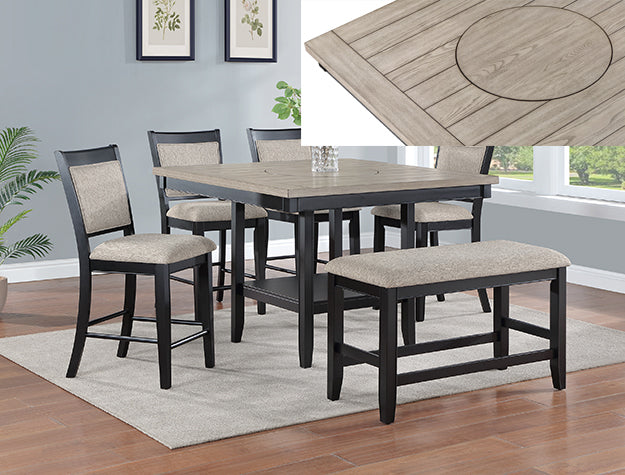 2727-6 PIECE FULTON COUNTER HEIGHT DINING SET AVAILABLE IN CHALK GREY AND LIGHT GREY
