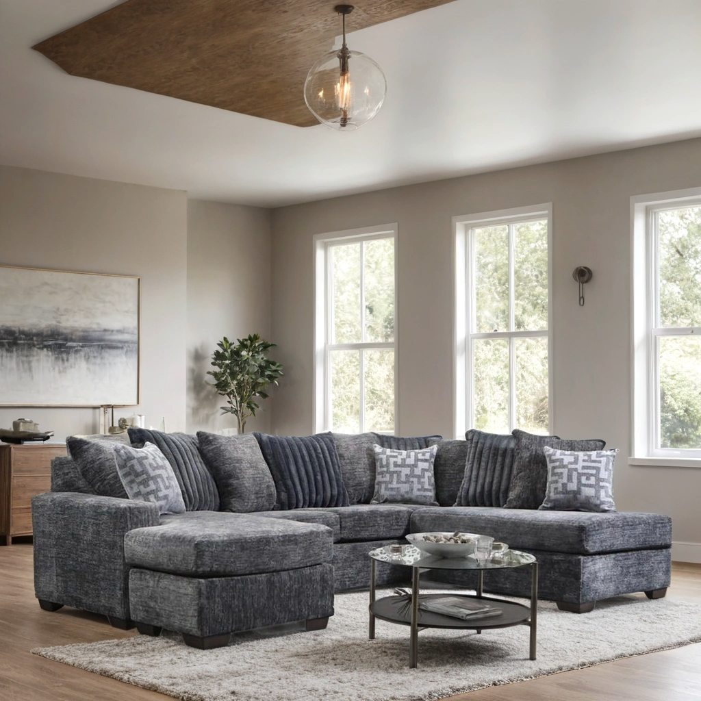2875-07 CHARCOAL FABRIC SECTIONAL