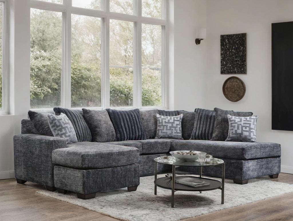 2875-07 CHARCOAL FABRIC SECTIONAL