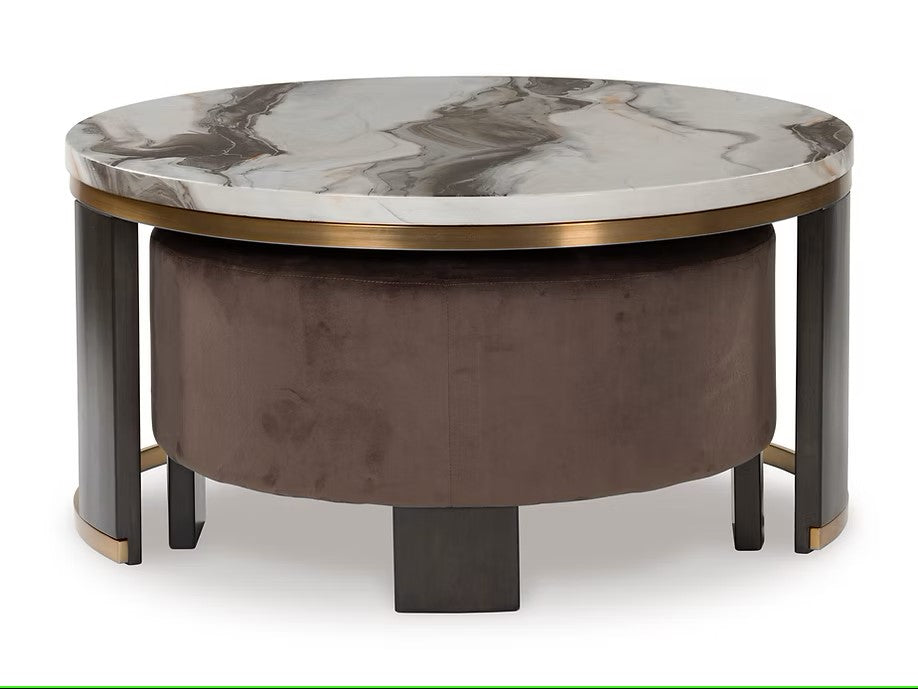 ASHLEY T671-22 JAZMORE COCKTAIL TABLE AND OTTOMAN