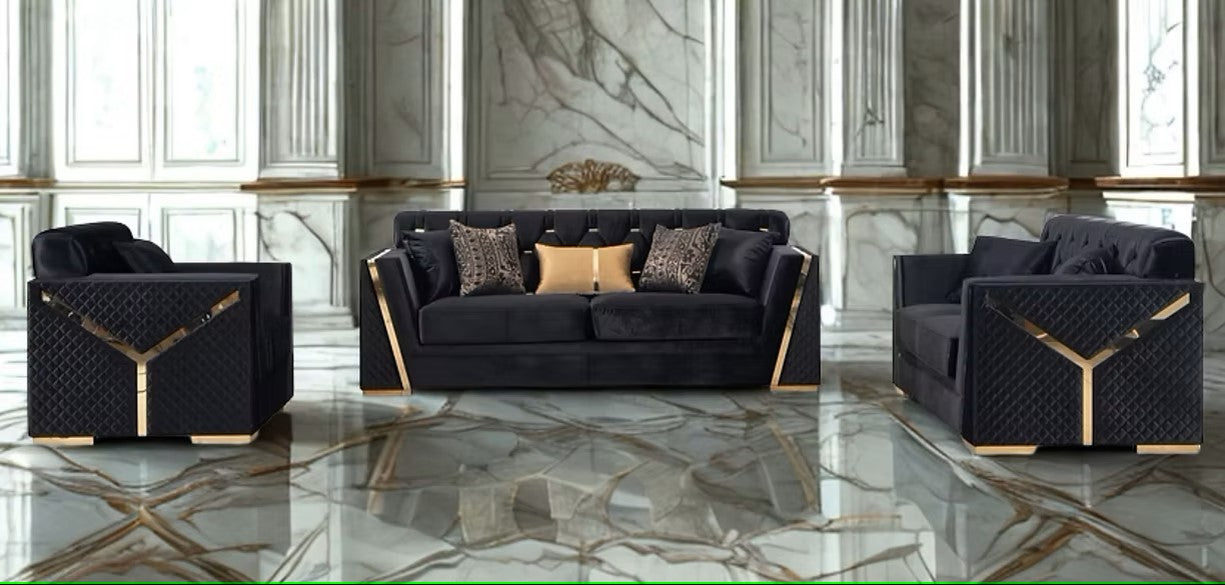 S2401 HILENA BLACK LIVING ROOM SET AVAILABLE AS 2 PIECE OR 3 PIECE SET