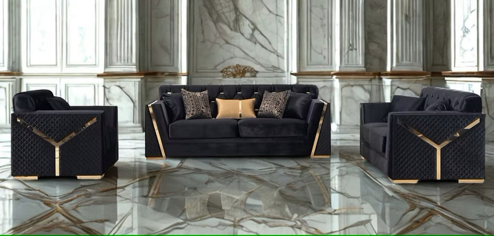 S2401 HILENA BLACK LIVING ROOM SET AVAILABLE AS 2 PIECE OR 3 PIECE SET