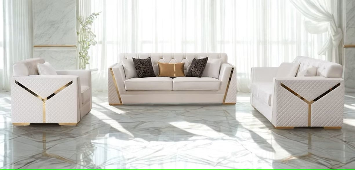 S2401 HILENA WHITE LIVING ROOM SET AVAILABLE AS 2 PIECE OR 3 PIECE SET