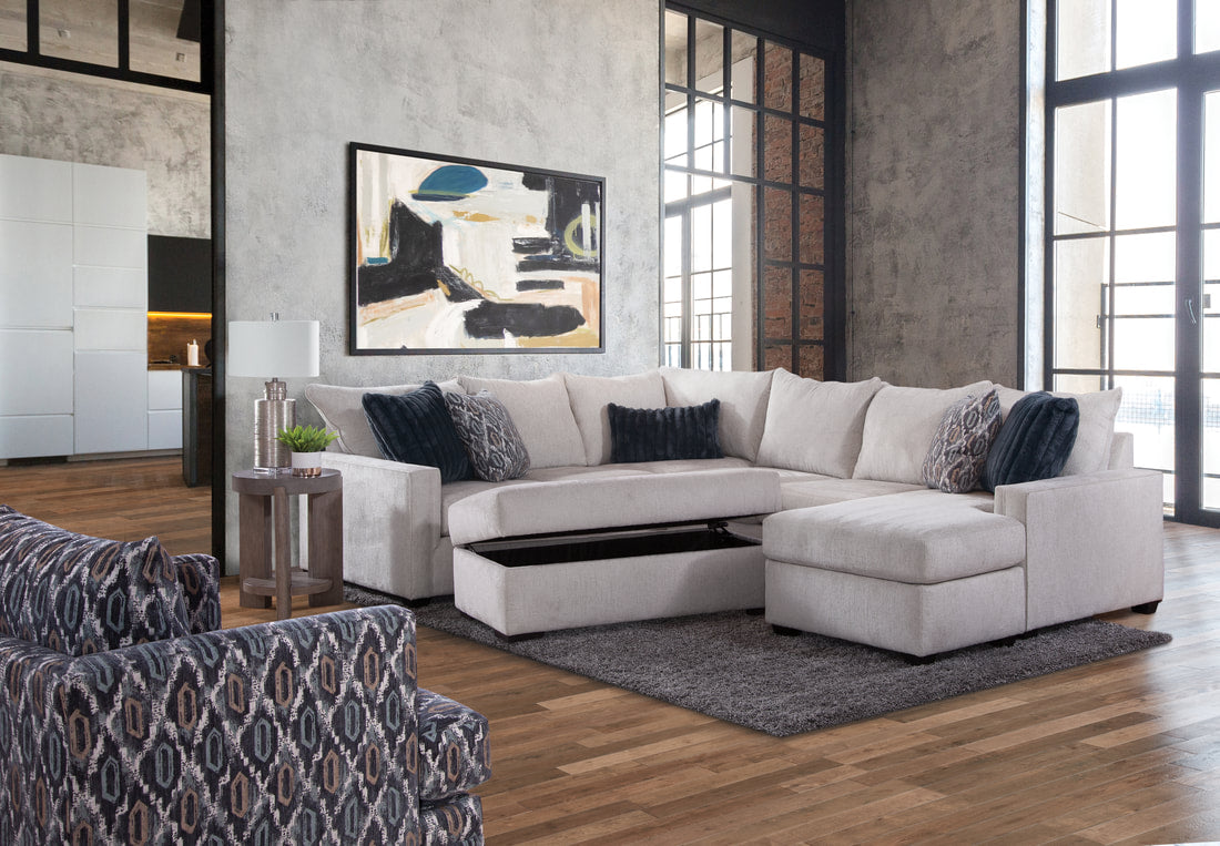 BEHOLD 3950 STONE COLOR SECTIONAL WITH OPTIONAL OTTOMAN
