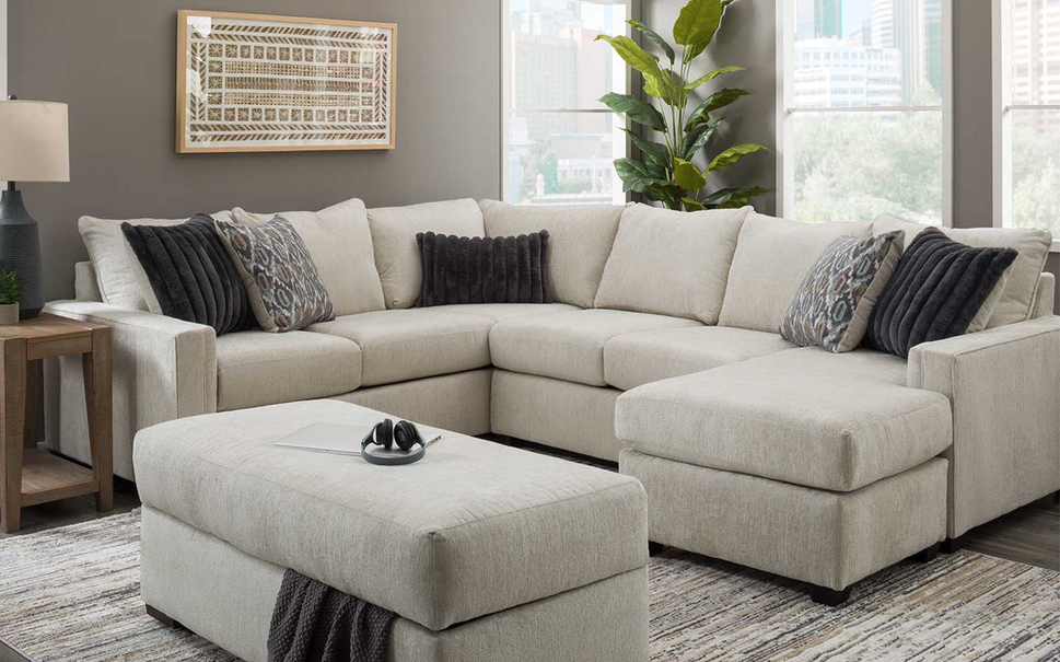 BEHOLD 3950 STONE COLOR SECTIONAL WITH OPTIONAL OTTOMAN