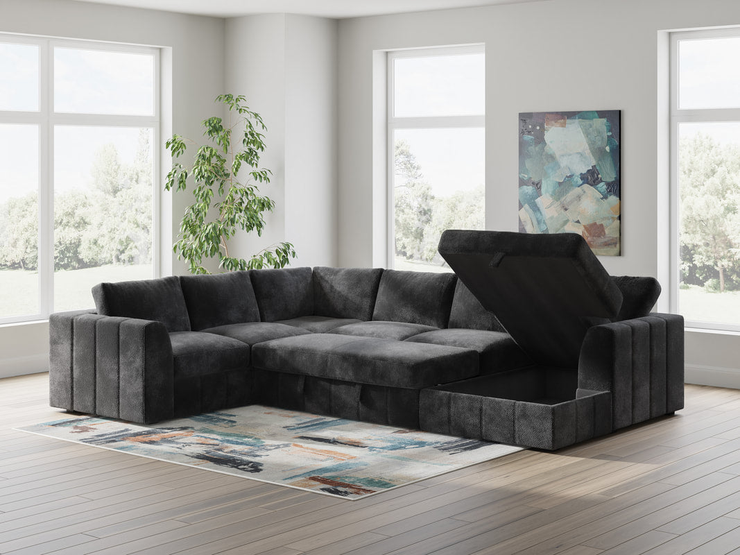 Ashley 684-06 Oversized Graphite Sectional Sofa with Bed & Storage