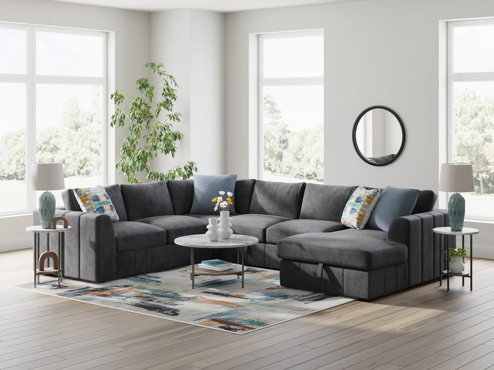 Ashley 684-06 Oversized Graphite Sectional Sofa with Bed & Storage