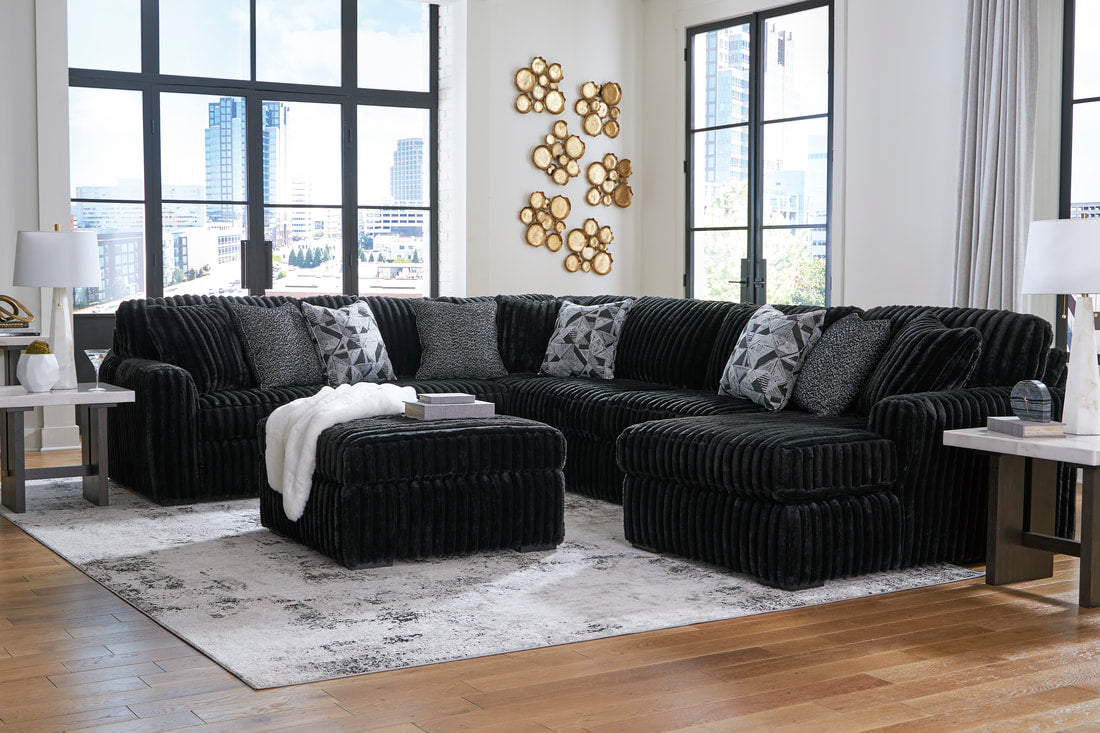 ASHLEY 981-03 4 PIECE BLACK OVERSIZED SECTIONAL WITH OPTIONAL OTTOMAN