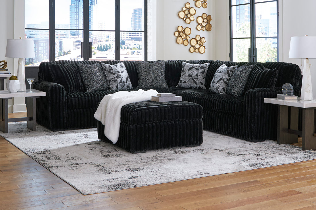 ASHLEY 981-03 3 PIECE BLACK L SHAPE SECTIONAL WITH OPTIONAL OTTOMAN