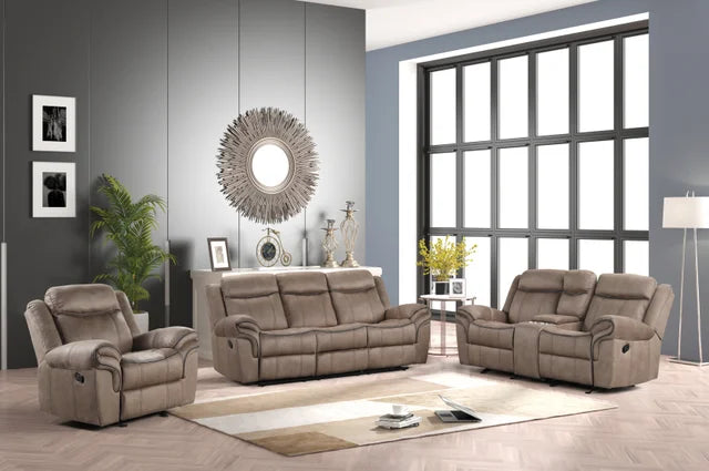 Andres Reclining Living Room Set Available in Brown and Grey