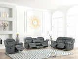 Andres Reclining Living Room Set Available in Brown and Grey