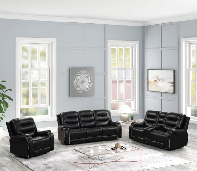 ASHLEY2001 BLACK OVERSIZED 3PC RECLINING SET