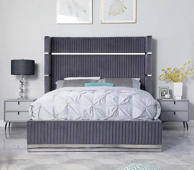 B786 ASPEN GREY PLATFORM BED AVAILABLE IN QUEEN AND KING SIZES
