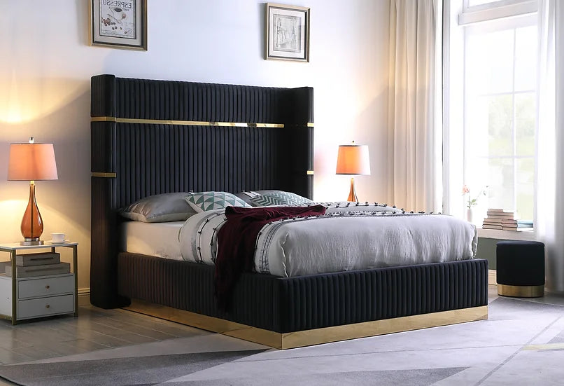 B786 ASPEN BLACK PLATFORM BED AVAILABLE IN QUEEN AND KING SIZES
