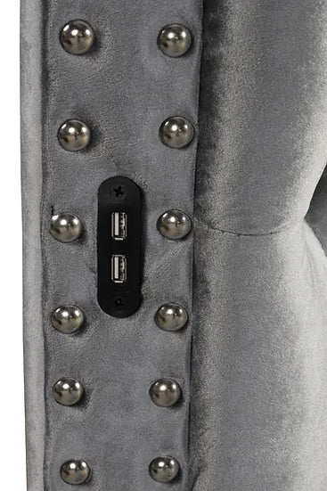 B8009 LUX II GREY BED WITH USB CHARGER AND STORAGE AVAILABLE IN QUEEN AND KING SIZES