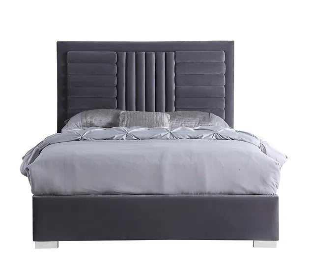 B820 ANITA GREY PLATFORM BED AVAILABLE IN QUEEN AND KING SIZES