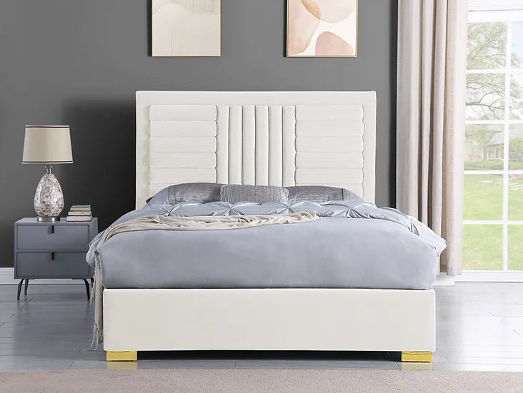 B820 ANITA IVORY PLATFORM BED AVAILABLE IN QUEEN AND KING SIZES