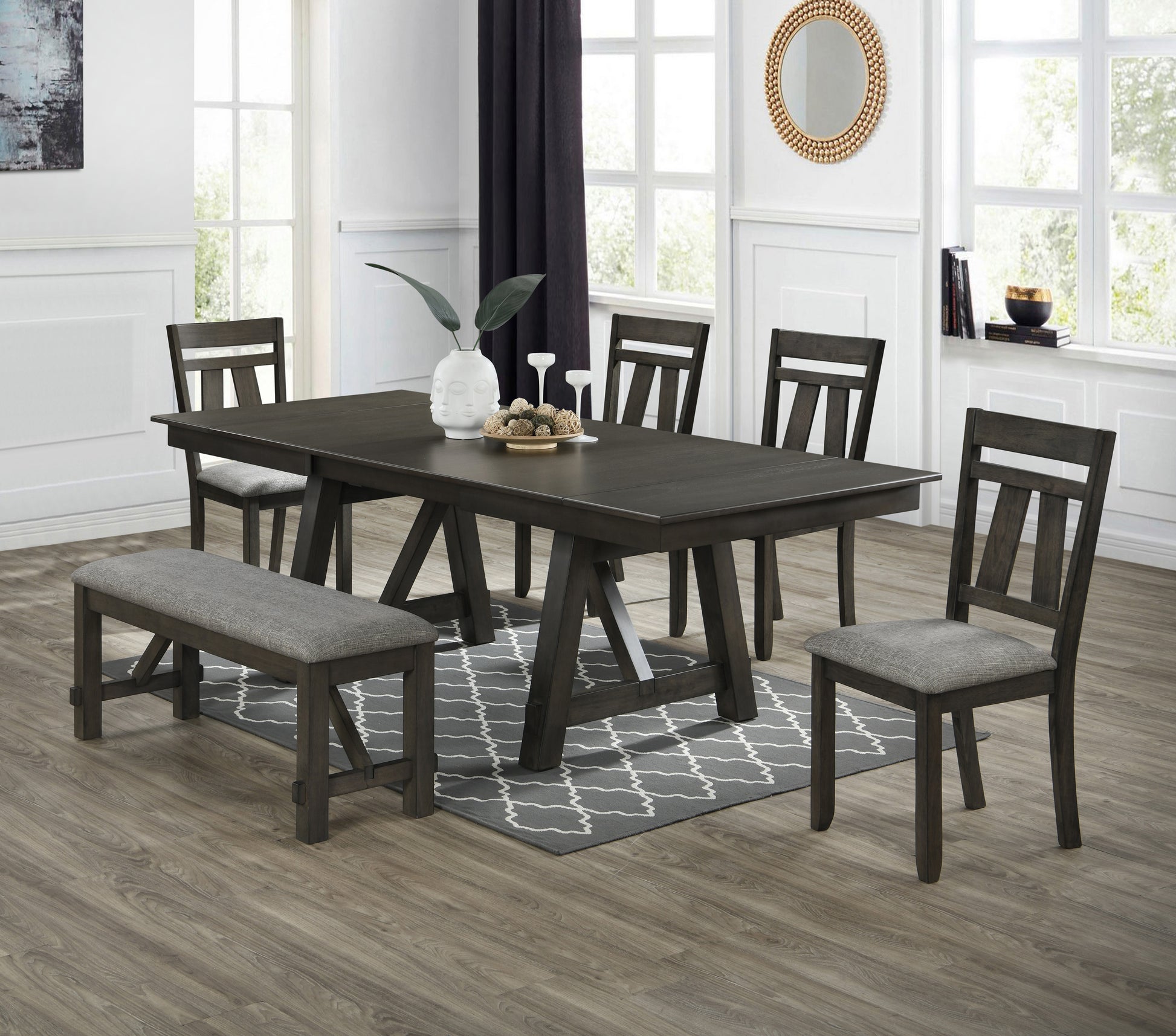 2158 MARIBELLE DINING ROOM SET WITH 4 CHAIRS AND DINING BENCH
