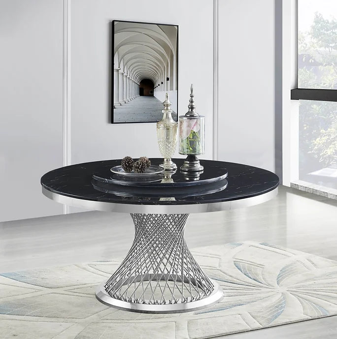 D605 UNICO (BLACK/CHROME) ROUND TABLE