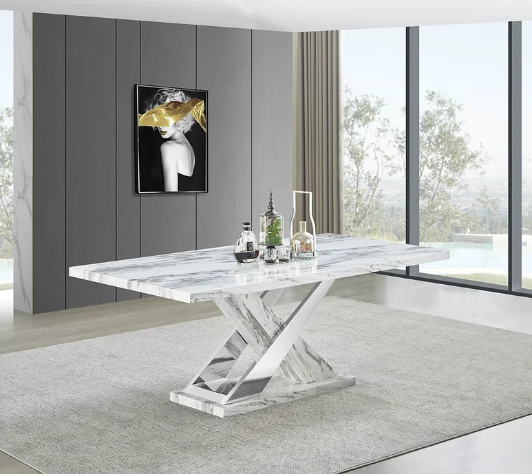 D610 Viva (White/Chrome) Dining Set
