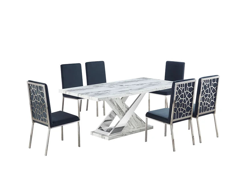 D610 Viva (White/Chrome) Dining Set