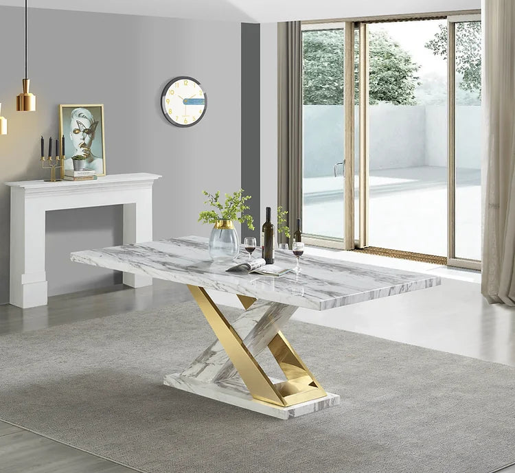 D610 Viva (White/Gold) Dining Set