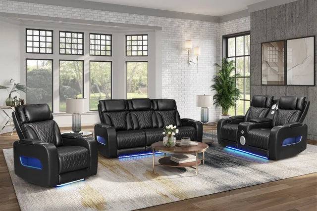 DUBAI 3PC BLACK POWER RECLINING SET