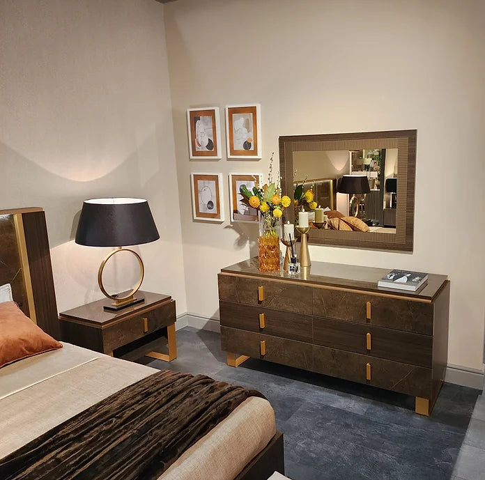 ESSENZA COLLECTION BEDROOM SET AVAILABLE IN QUEEN AND KING SIZES AS 4 PC OR 5 PC SETS