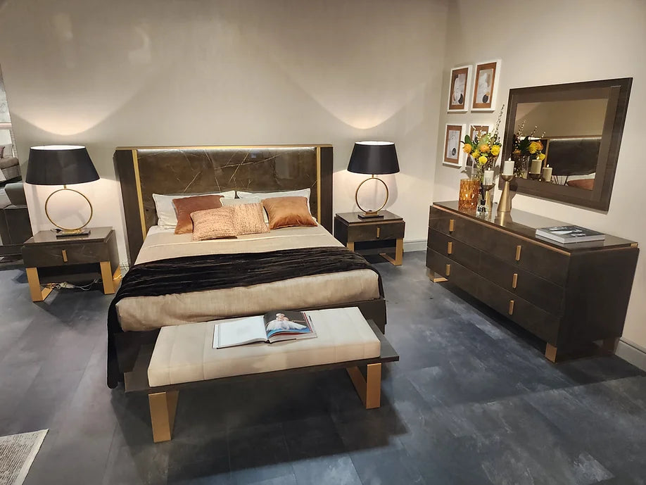 ESSENZA COLLECTION BEDROOM SET AVAILABLE IN QUEEN AND KING SIZES AS 4 PC OR 5 PC SETS