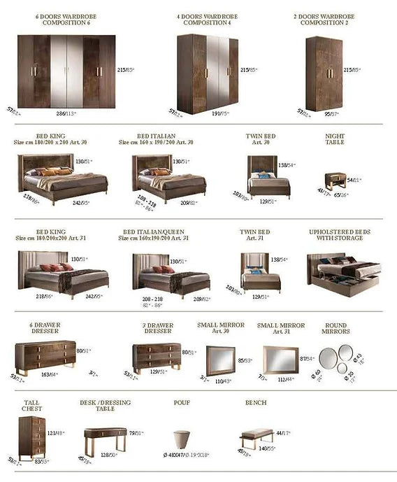 ESSENZA COLLECTION BEDROOM SET AVAILABLE IN QUEEN AND KING SIZES AS 4 PC OR 5 PC SETS