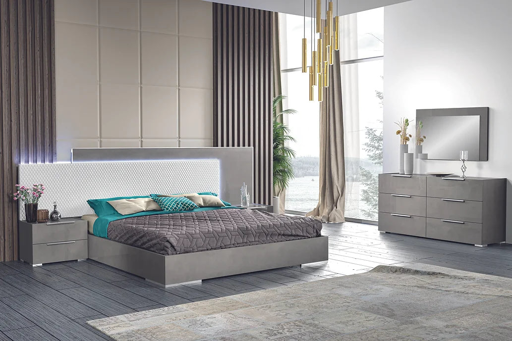 FABIANA (GREY) COLLECTION BEDROOM SET AVAILABLE IN QUEEN AND KING SIZES AS 4 PC OR 5 PC SETS