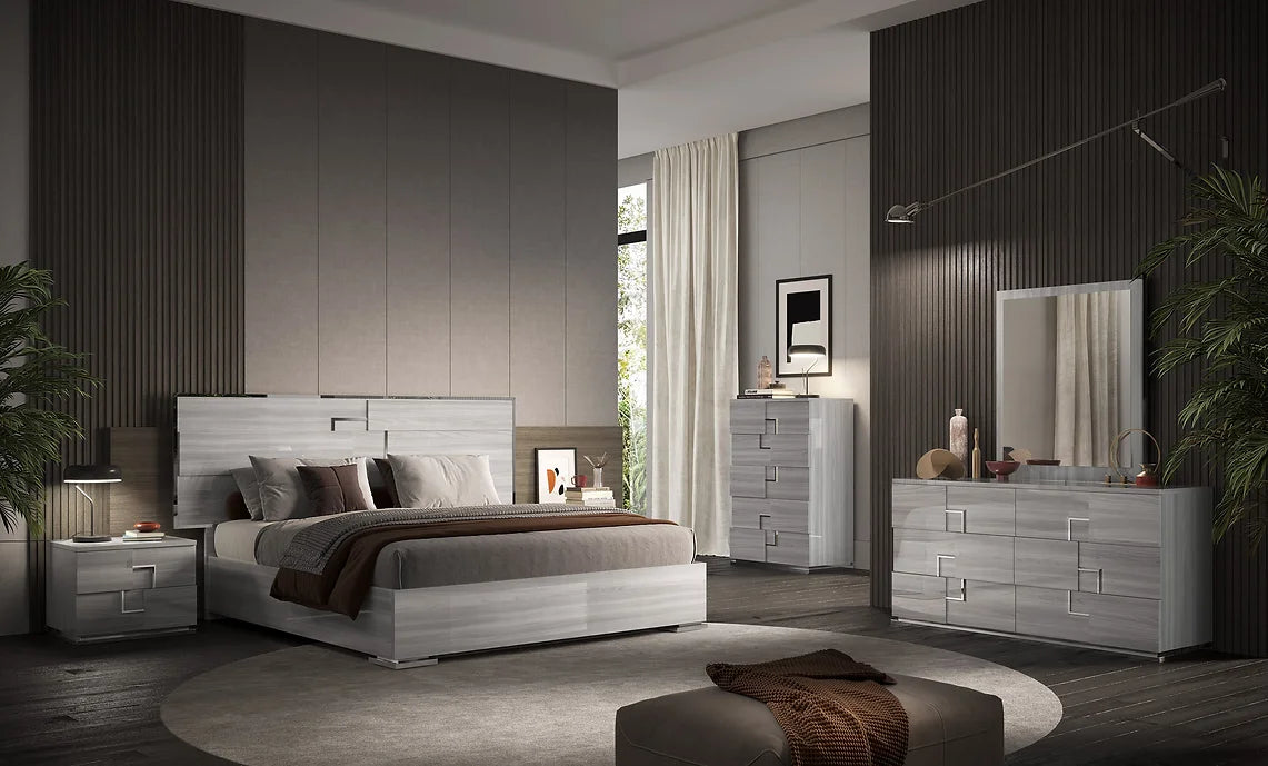INFINITY (GREY) COLLECTION BEDROOM SET AVAILABLE IN QUEEN AND KING SIZES AS 4 PC OR 5 PC SETS