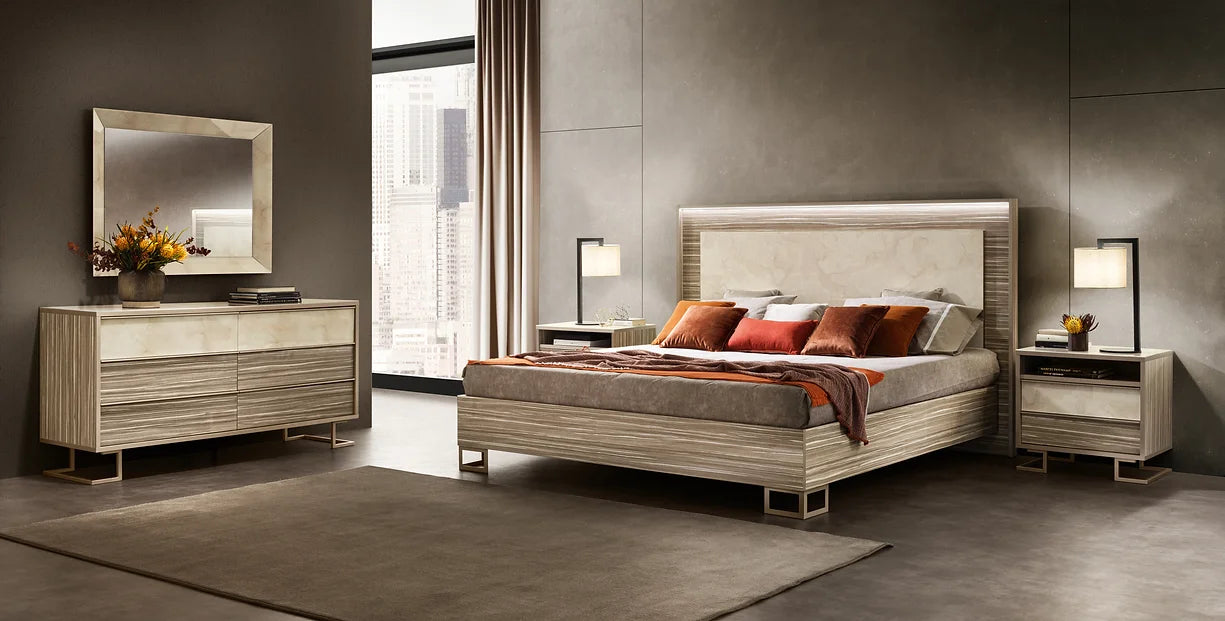 LUCE COLLECTION BEDROOM SET AVAILABLE IN QUEEN AND KING SIZES AS 4 PC OR 5 PC SETS