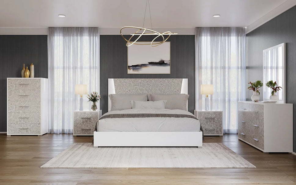 MARLENE COLLECTION BEDROOM SET AVAILABLE IN QUEEN AND KING SIZES AS 4 PC OR 5 PC SETS