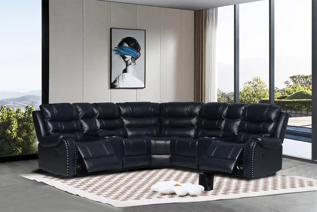 Rose Reclining Sectional Available in Navy and Brown