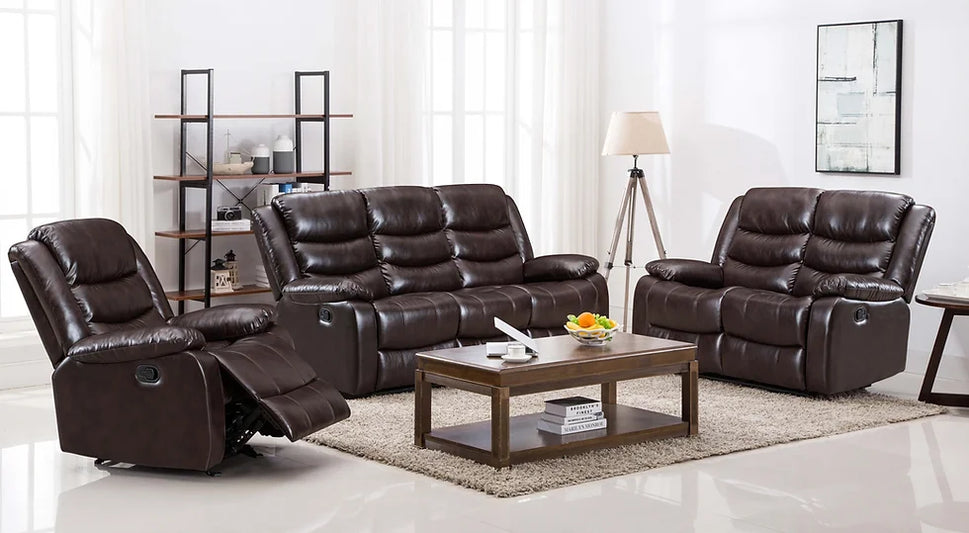 S8383 MIAMI RECLINING 3 PC SET AVAILABLE IN BLACK AND BROWN PU AND BROWN MICROFIBER