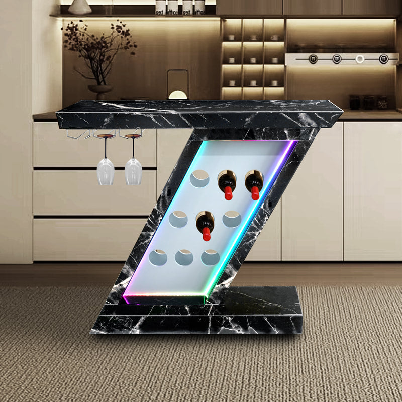 A41 BLACK CONSOLE TABLE WITH WINE STORAGE