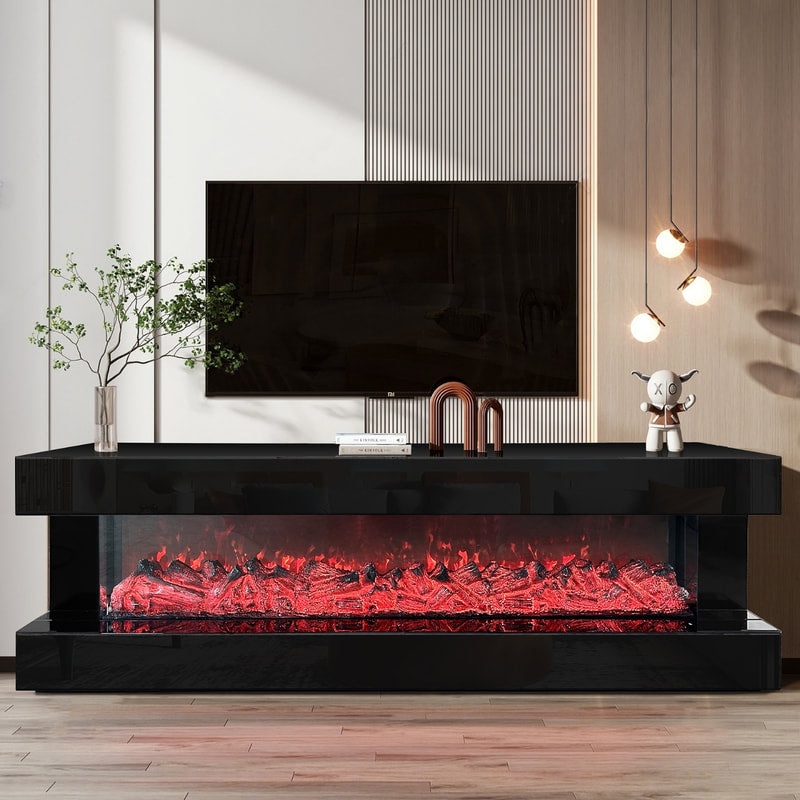 A86 TV STAND WITH FIREPLACE (BLACK)