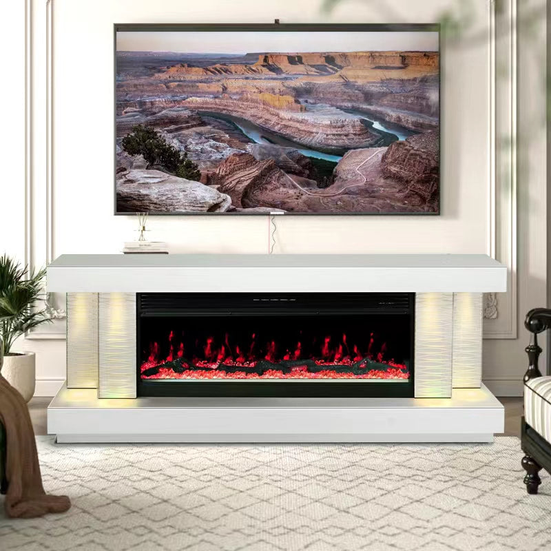 A91 TV STAND WITH FIREPLACE (WHITE)