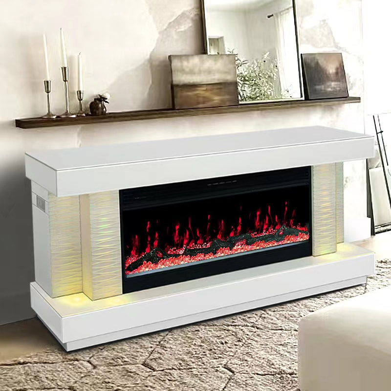 A91 TV STAND WITH FIREPLACE (WHITE)