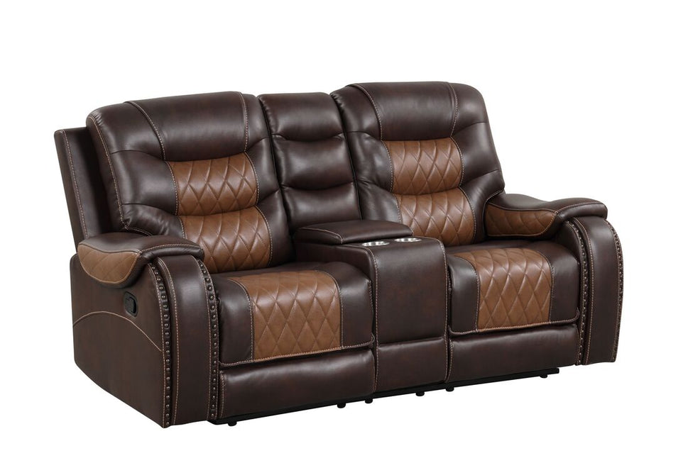 ASHLEY1001 2 TONE BROWN OVERSIZED 3PC RECLINING SET