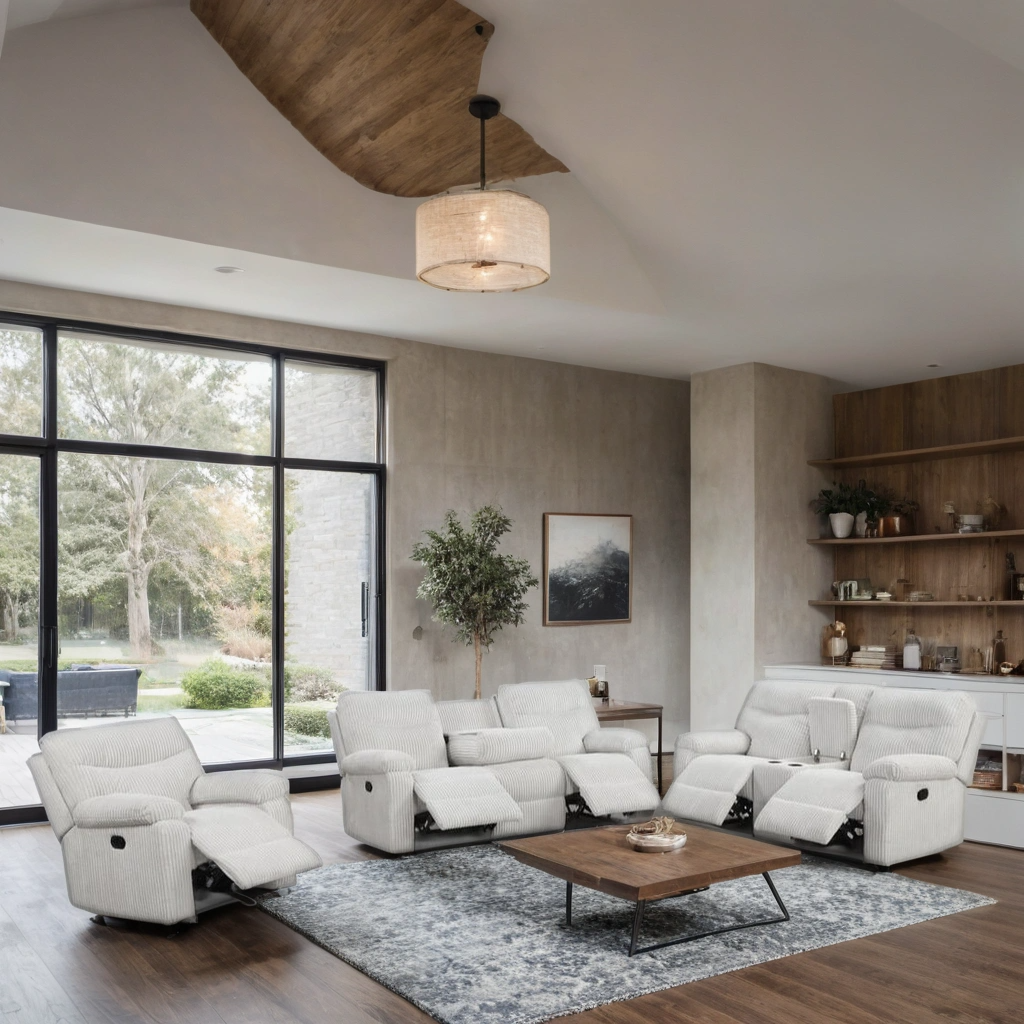 BRAVO BEIGE FABRIC 3 PIECE RECLINING SET