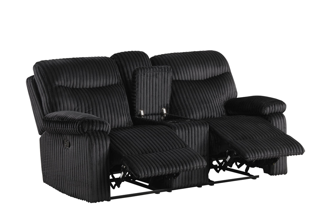 BRAVO BLACK FABRIC 3 PIECE RECLINING SET