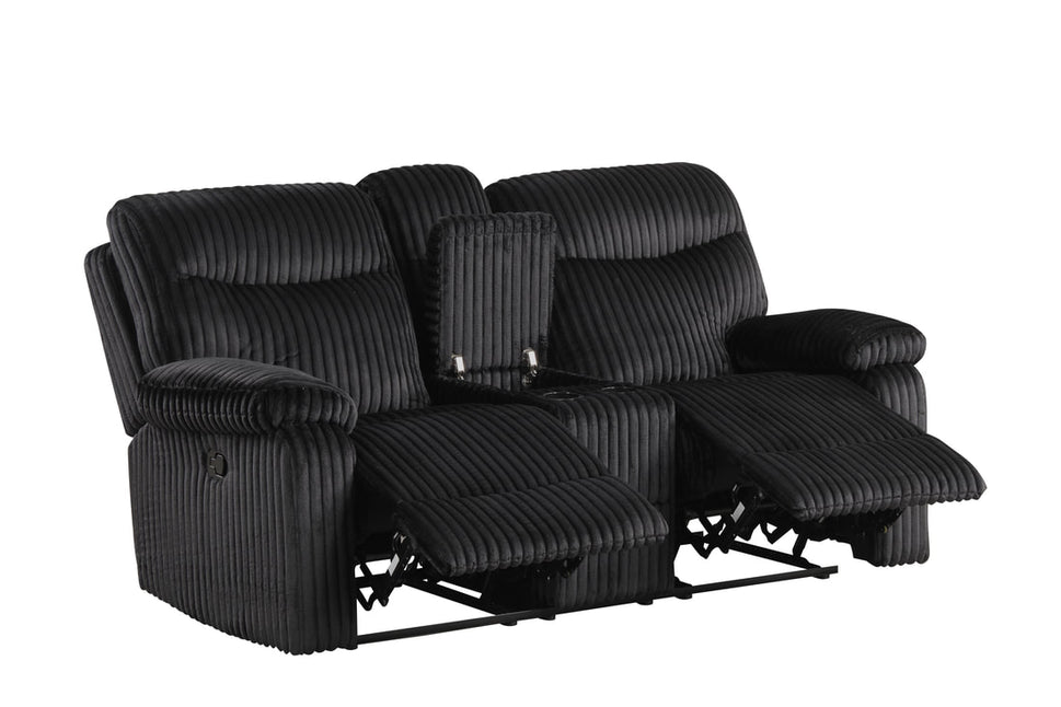 BRAVO BLACK FABRIC 3 PIECE RECLINING SET