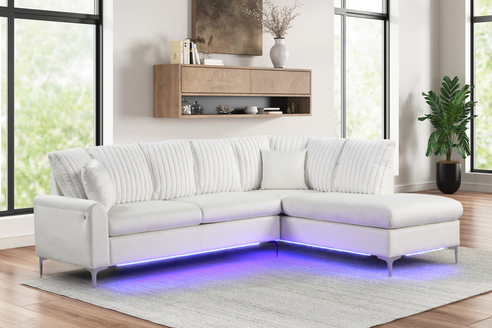 CANDY BEIGE SECTIONAL WITH LED LIGHTS