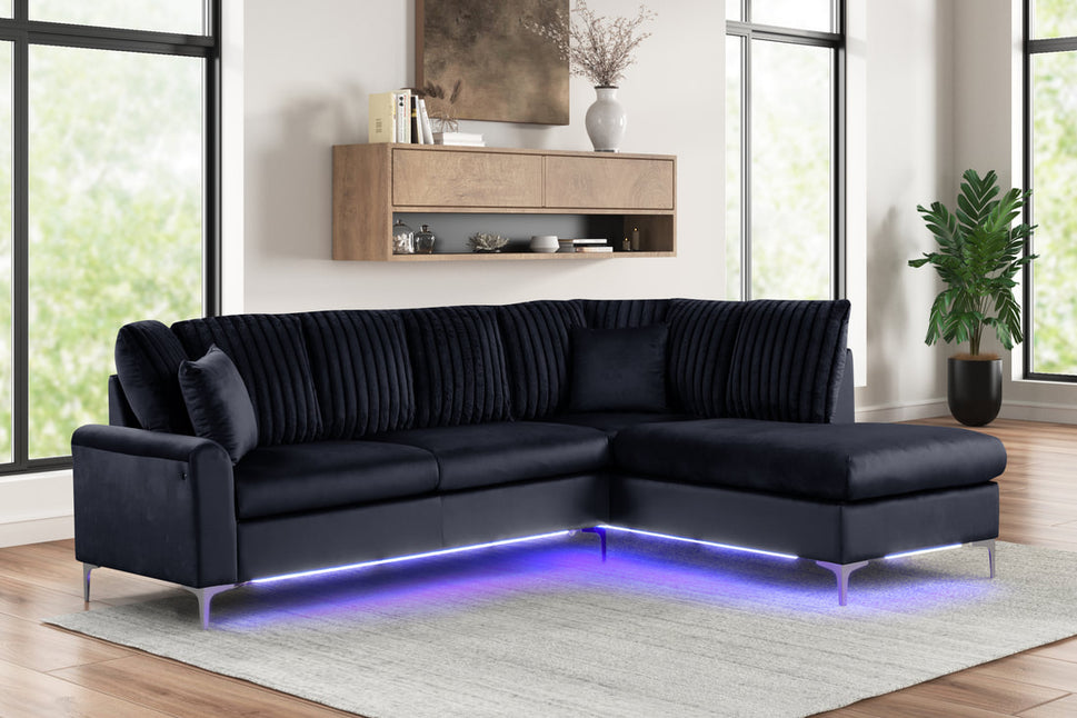 CANDY BLACK SECTIONAL WITH LED LIGHTS